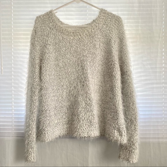 Cotton Emporium Sweaters - Cotton Emporium Fuzzy White Sweater